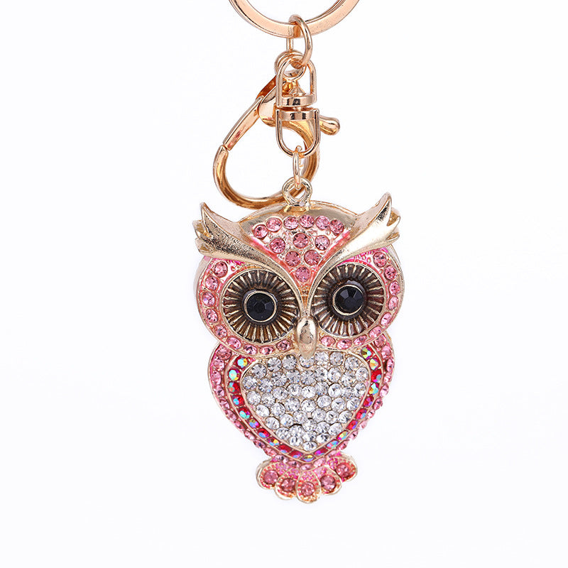 Wholesale Zinc Alloy Diamond Owl Key Chain